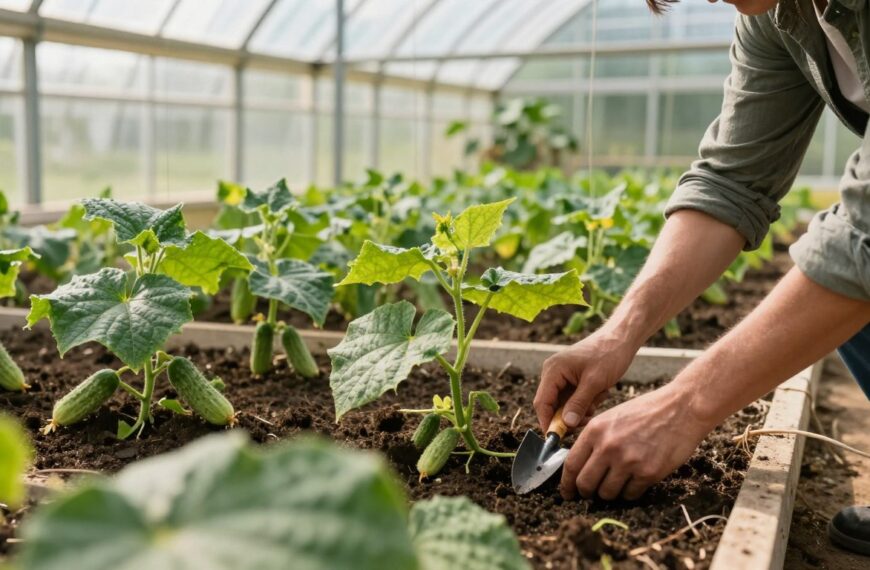 Sadzenie ogórków w szklarni