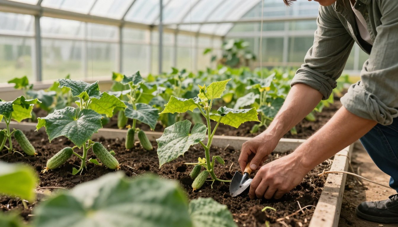Sadzenie ogórków w szklarni